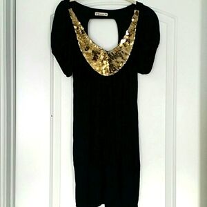 Beautiful black tunic gold sequins neck